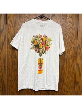 40 oz of Beauty Tee Mens Size Large White Cotton T-Shirt USA